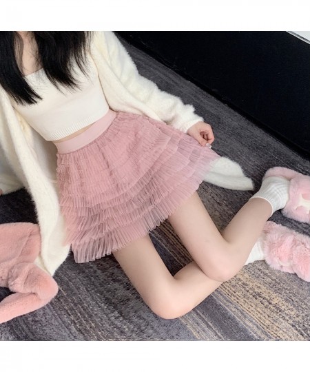 Vintage Cute Mesh Skirts Women Summer Autumn High Waist Big Swing Tutu Skirts Multi-Layer Skirt Jupe Femme $41.43 - Skirts