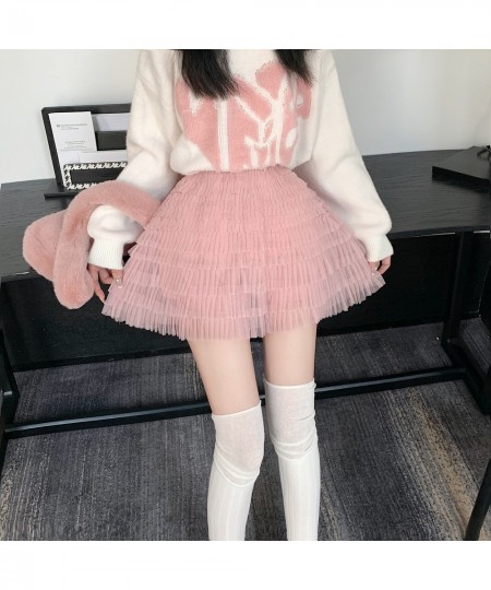 Vintage Cute Mesh Skirts Women Summer Autumn High Waist Big Swing Tutu Skirts Multi-Layer Skirt Jupe Femme $41.43 - Skirts