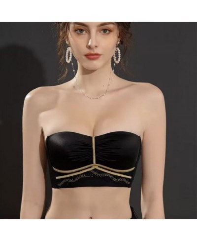 Women's Strapless Non-slip underwear Women's Gathering Anti-sagging Invisible Beautiful Back Bra Cover Off-Shoulder Bra $25.6...