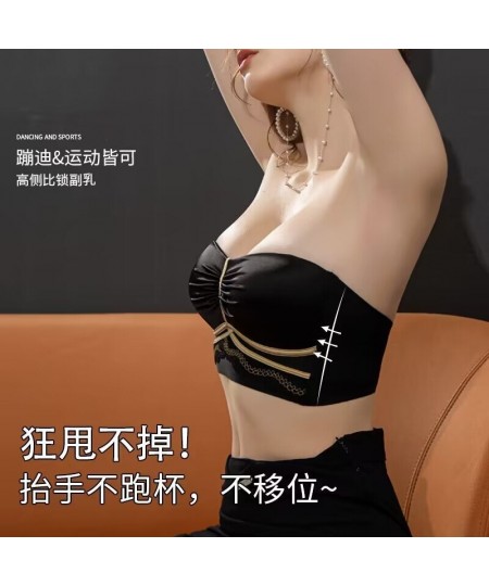 Women's Strapless Non-slip underwear Women's Gathering Anti-sagging Invisible Beautiful Back Bra Cover Off-Shoulder Bra $25.6...