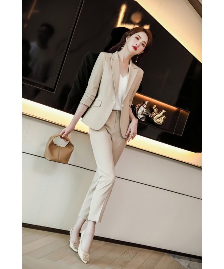 Professional Pink Pants Suit 2022 Spring New Fashion Long Sleeve Blazer and Trousers Office Ladies Temperament Work Wear $92....