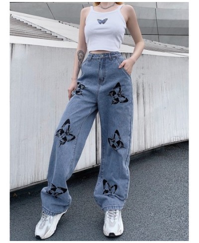 Women High Waisted Jeans Butterfly Print Straight Wide Leg Denim Pants Baggy Loose Casual Trousers Streetwear 2022 Spring New...