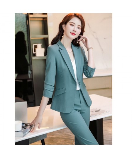 Professional Pink Pants Suit 2022 Spring New Fashion Long Sleeve Blazer and Trousers Office Ladies Temperament Work Wear $92....