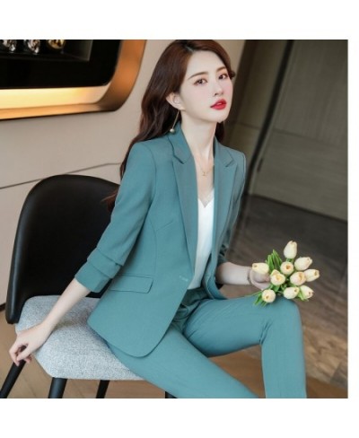 Professional Pink Pants Suit 2022 Spring New Fashion Long Sleeve Blazer and Trousers Office Ladies Temperament Work Wear $92....