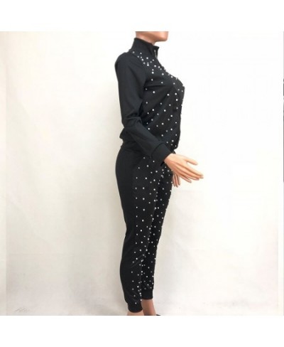 Two Piece Set Pearls Tracksuit Beads Leisure Jogger Pants Women Sweat Suits Outfits Loungewear Cold Fall Clothes 2 Piece Set ...