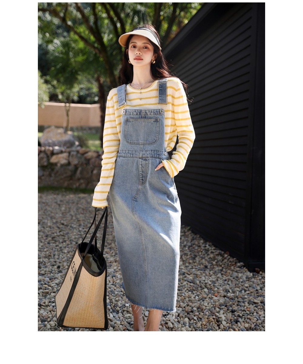 Jeans Women's Autumn and Winter Pink Casual Strap Dress New Sweet Cool Commuter High Waist Long Dress $41.48 - Jeans