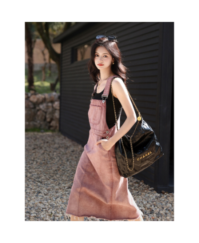 Jeans Women's Autumn and Winter Pink Casual Strap Dress New Sweet Cool Commuter High Waist Long Dress $41.48 - Jeans