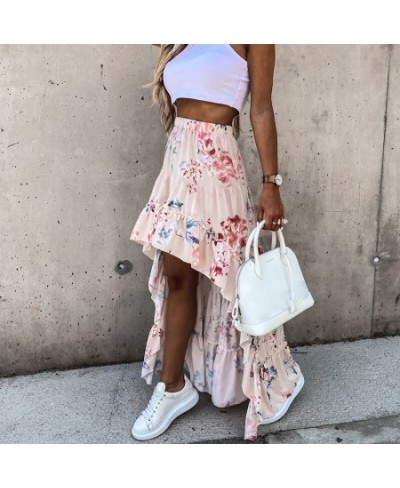 Bohemian Asymmetrical Women Long Skirt Summer Beach Style Floral Printed High Waist Casual Skirt Ins Skirt 2023 $37.30 - Skirts