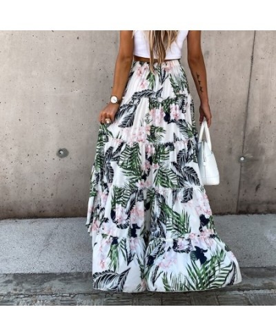 Bohemian Asymmetrical Women Long Skirt Summer Beach Style Floral Printed High Waist Casual Skirt Ins Skirt 2023 $37.30 - Skirts