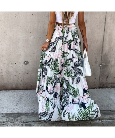 Bohemian Asymmetrical Women Long Skirt Summer Beach Style Floral Printed High Waist Casual Skirt Ins Skirt 2023 $37.30 - Skirts