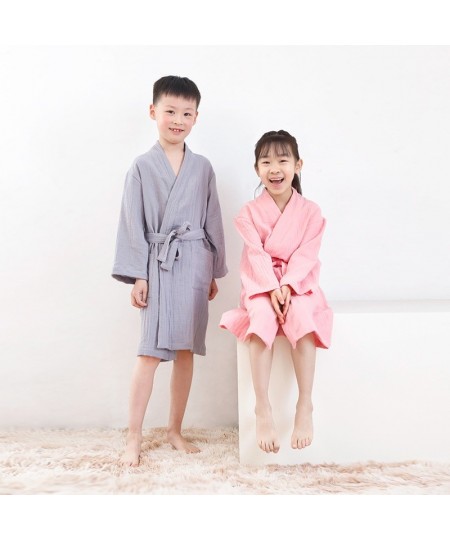 Pure Cotton Double-layer Gauze Robes Kids Solid Robe Boy&girls Robe Kimono Bathrobe 100% Soft Sleeprobe Kids Casual Homewear ...