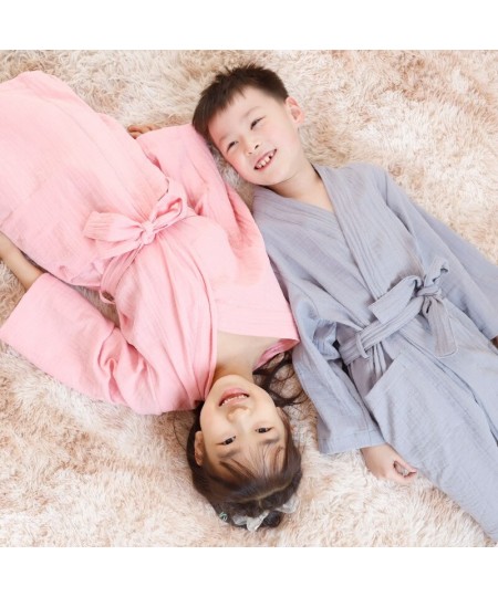 Pure Cotton Double-layer Gauze Robes Kids Solid Robe Boy&girls Robe Kimono Bathrobe 100% Soft Sleeprobe Kids Casual Homewear ...