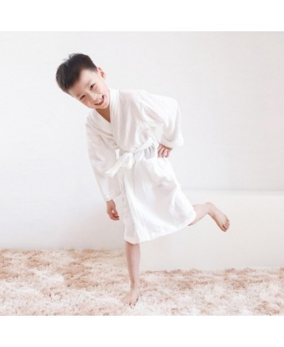 Pure Cotton Double-layer Gauze Robes Kids Solid Robe Boy&girls Robe Kimono Bathrobe 100% Soft Sleeprobe Kids Casual Homewear ...