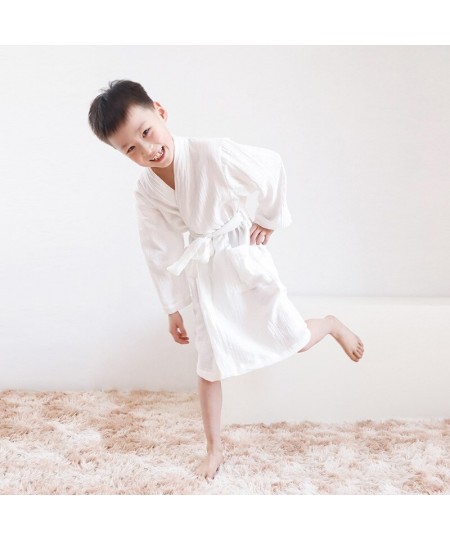 Pure Cotton Double-layer Gauze Robes Kids Solid Robe Boy&girls Robe Kimono Bathrobe 100% Soft Sleeprobe Kids Casual Homewear ...