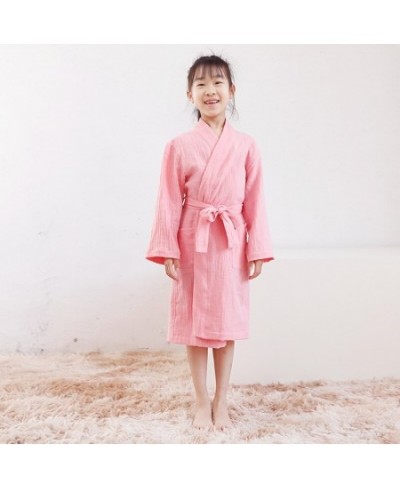 Pure Cotton Double-layer Gauze Robes Kids Solid Robe Boy&girls Robe Kimono Bathrobe 100% Soft Sleeprobe Kids Casual Homewear ...