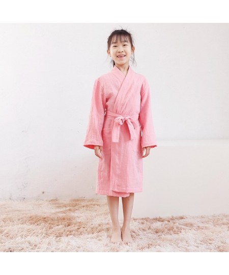 Pure Cotton Double-layer Gauze Robes Kids Solid Robe Boy&girls Robe Kimono Bathrobe 100% Soft Sleeprobe Kids Casual Homewear ...