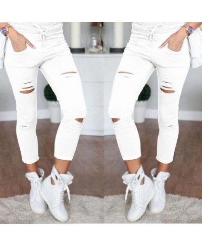 Sexy Women Goth Punk Slashed Ripped Cut Out Slit Stretch Pants Leggings Black Hold Women Pencil Leggings $24.48 - Bottoms