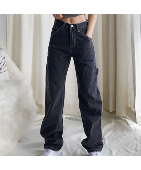 High Waist Wide Leg Jeans Woman Loose Casual Overalls Female Fashion Simple Design Trousers Women 2022 Black Jeans New $44.89...