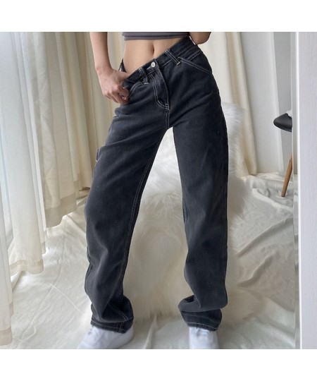 High Waist Wide Leg Jeans Woman Loose Casual Overalls Female Fashion Simple Design Trousers Women 2022 Black Jeans New $44.89...