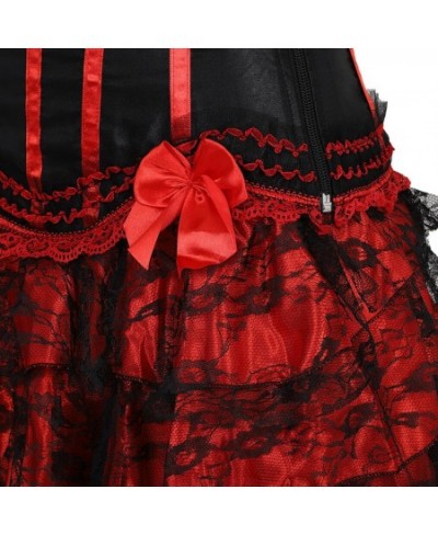 Gothic Red Bow Corset Dress Top Burlesque Corset and Skirt Set Tutu Corselet Victorian Fashion Gowns for Date Night Sexy Curv...