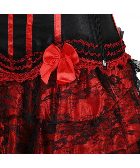 Gothic Red Bow Corset Dress Top Burlesque Corset and Skirt Set Tutu Corselet Victorian Fashion Gowns for Date Night Sexy Curv...