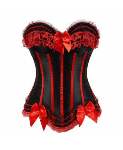 Gothic Red Bow Corset Dress Top Burlesque Corset and Skirt Set Tutu Corselet Victorian Fashion Gowns for Date Night Sexy Curv...