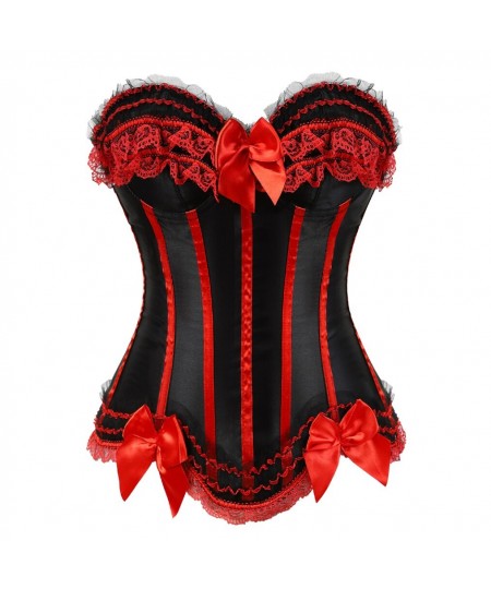 Gothic Red Bow Corset Dress Top Burlesque Corset and Skirt Set Tutu Corselet Victorian Fashion Gowns for Date Night Sexy Curv...