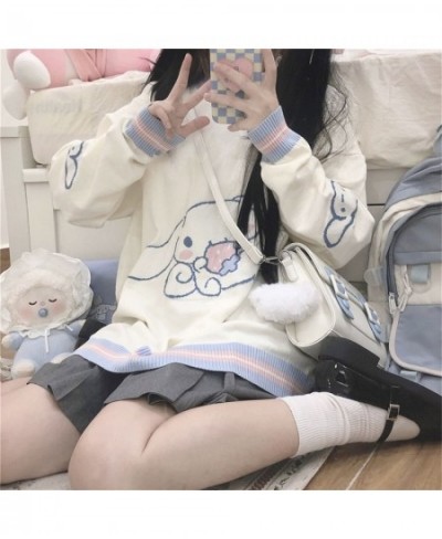 Cute Harajuku Cartoon Loose Autumn Oversized Japan Hip Hop Dog Print Clothes Femme Spring White Ins Winter Sweater Streetwear...