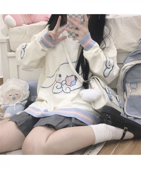 Cute Harajuku Cartoon Loose Autumn Oversized Japan Hip Hop Dog Print Clothes Femme Spring White Ins Winter Sweater Streetwear...