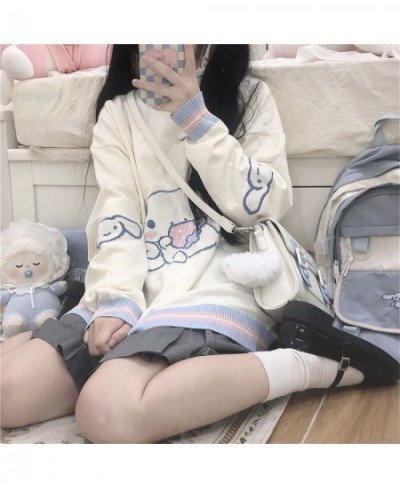 Cute Harajuku Cartoon Loose Autumn Oversized Japan Hip Hop Dog Print Clothes Femme Spring White Ins Winter Sweater Streetwear...