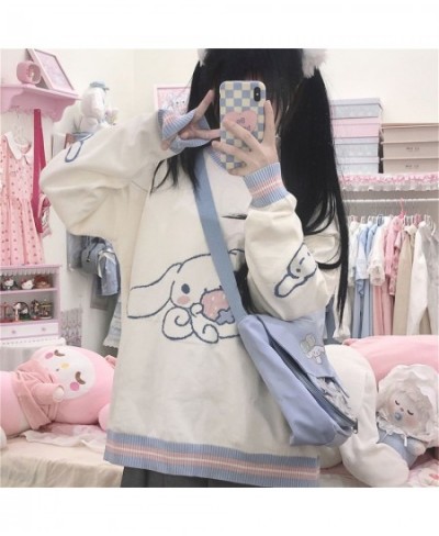 Cute Harajuku Cartoon Loose Autumn Oversized Japan Hip Hop Dog Print Clothes Femme Spring White Ins Winter Sweater Streetwear...