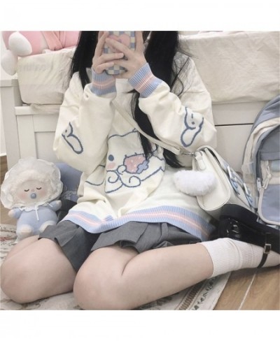 Cute Harajuku Cartoon Loose Autumn Oversized Japan Hip Hop Dog Print Clothes Femme Spring White Ins Winter Sweater Streetwear...