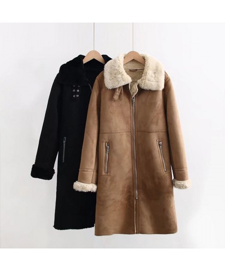 Winter 2022 New Women's Fashion Lapel Chain Style Retro Casual Locomotive Fur Body Warm Long Sleeve Cotton-padded Coat $73.45...