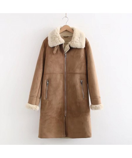 Winter 2022 New Women's Fashion Lapel Chain Style Retro Casual Locomotive Fur Body Warm Long Sleeve Cotton-padded Coat $73.45...