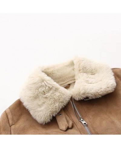 Winter 2022 New Women's Fashion Lapel Chain Style Retro Casual Locomotive Fur Body Warm Long Sleeve Cotton-padded Coat $73.45...