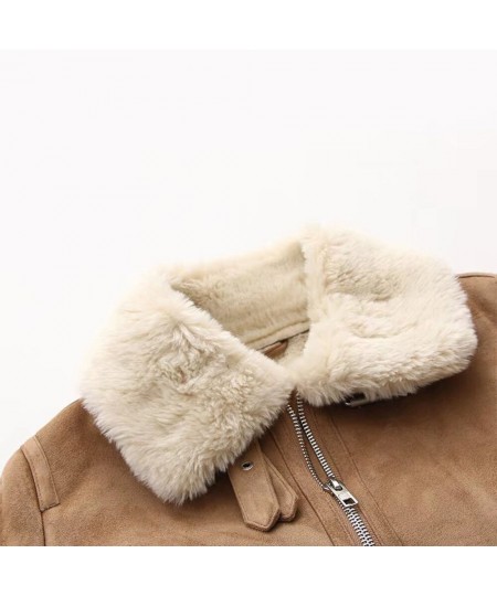 Winter 2022 New Women's Fashion Lapel Chain Style Retro Casual Locomotive Fur Body Warm Long Sleeve Cotton-padded Coat $73.45...