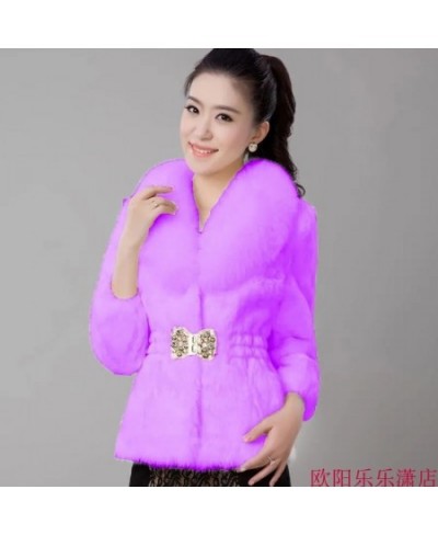 2022 New Autumn&Winter Fashion Ladies Temperament Butterfly Button Short White Faux Fur Coat Waist Slimming Jacket Feminina T...