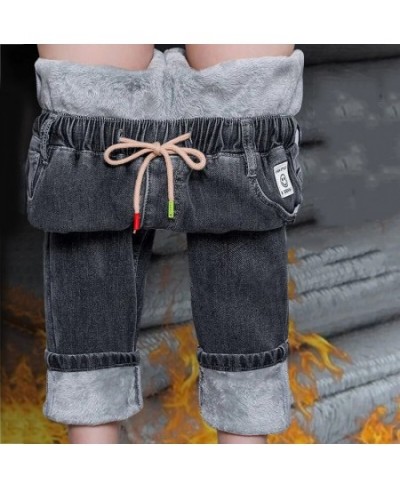 Plus Velvet Casual Women's Jeans Winter High Waist Drawstring Thicken Denim Pants Ankle Length Street Warm Harem Vaqueros $53...