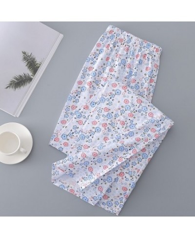 Sleep Bottoms Women Printed Summer Breathable Sleepwear Elastic Waist Loose Wide Leg Pajama Pants Soft Casual Home Lounge Wea...