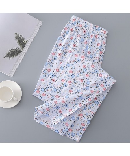 Sleep Bottoms Women Printed Summer Breathable Sleepwear Elastic Waist Loose Wide Leg Pajama Pants Soft Casual Home Lounge Wea...