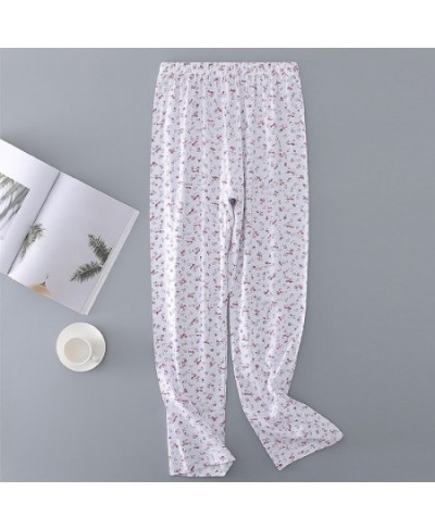 Sleep Bottoms Women Printed Summer Breathable Sleepwear Elastic Waist Loose Wide Leg Pajama Pants Soft Casual Home Lounge Wea...