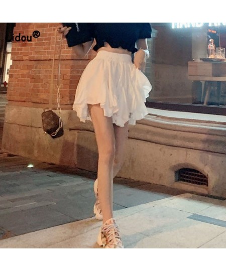 Sweet Fashion Solid Color Female Irregular Pleated Skirt Summer Women's Clothing All-match Elastic High Waist Ball Gown Skirt...