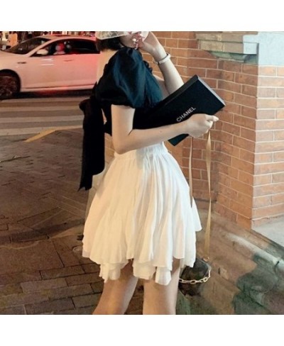 Sweet Fashion Solid Color Female Irregular Pleated Skirt Summer Women's Clothing All-match Elastic High Waist Ball Gown Skirt...