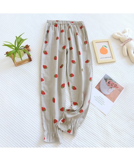 New Spring Summer and Autumn Thin Ladies Lounge Wear Sleeping Pants Cute Fresh Strawberry Three-color Home Wear Pajama Pants ...