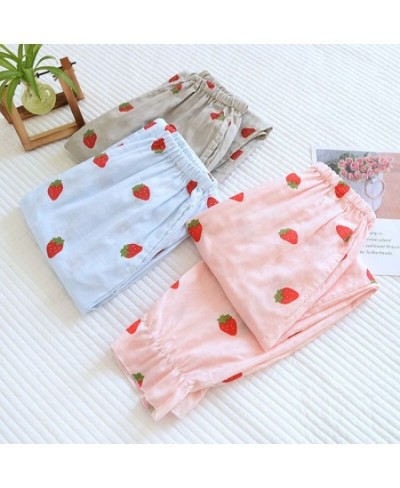 New Spring Summer and Autumn Thin Ladies Lounge Wear Sleeping Pants Cute Fresh Strawberry Three-color Home Wear Pajama Pants ...