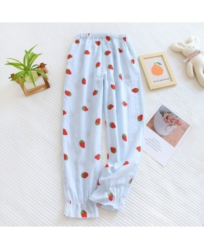 New Spring Summer and Autumn Thin Ladies Lounge Wear Sleeping Pants Cute Fresh Strawberry Three-color Home Wear Pajama Pants ...