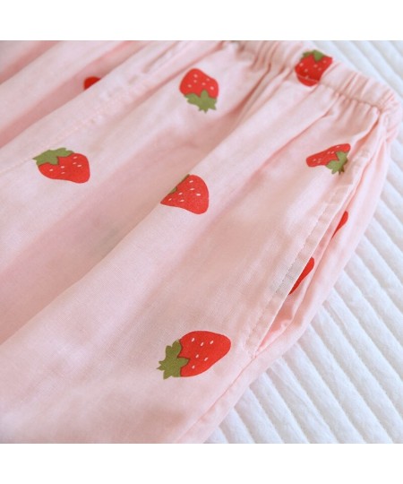 New Spring Summer and Autumn Thin Ladies Lounge Wear Sleeping Pants Cute Fresh Strawberry Three-color Home Wear Pajama Pants ...