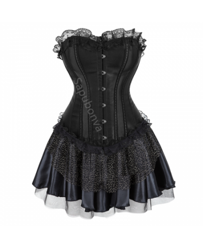 Corset Dress Overbust Bustier Skirt Set Lace Women Sexy Vintage Fashion Plus Size Gothic Victorian Costume Burlesque $53.08 -...