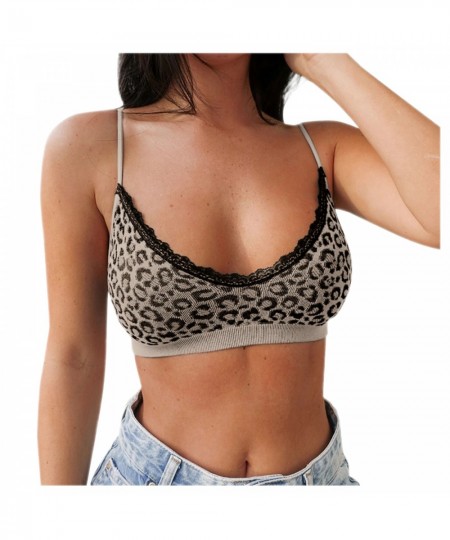 Y30 Vintage Lace Tanks Women Summer Patchwork Leopard Print Spaghetti Strap Vest Top Sexy Lady Seamless Sport Wear Camis $21....