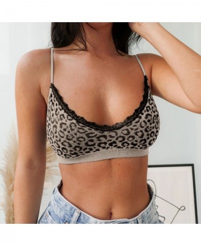 Y30 Vintage Lace Tanks Women Summer Patchwork Leopard Print Spaghetti Strap Vest Top Sexy Lady Seamless Sport Wear Camis $21....